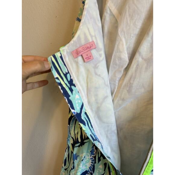 Lilly Pulitzer Mila Shift Dress Shells Ocean Blue Gold Sand Dollars Tropical 8 - Picture 9 of 16